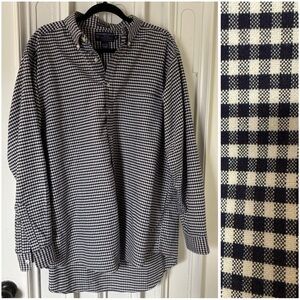 Abercrombie & Fitch The Big Shirt Men's sz XL Checkered Cream Black Long Sleeve
